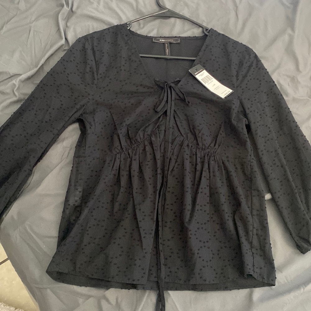 BCBG MAXAZRIA long sleeve black shirt NWT